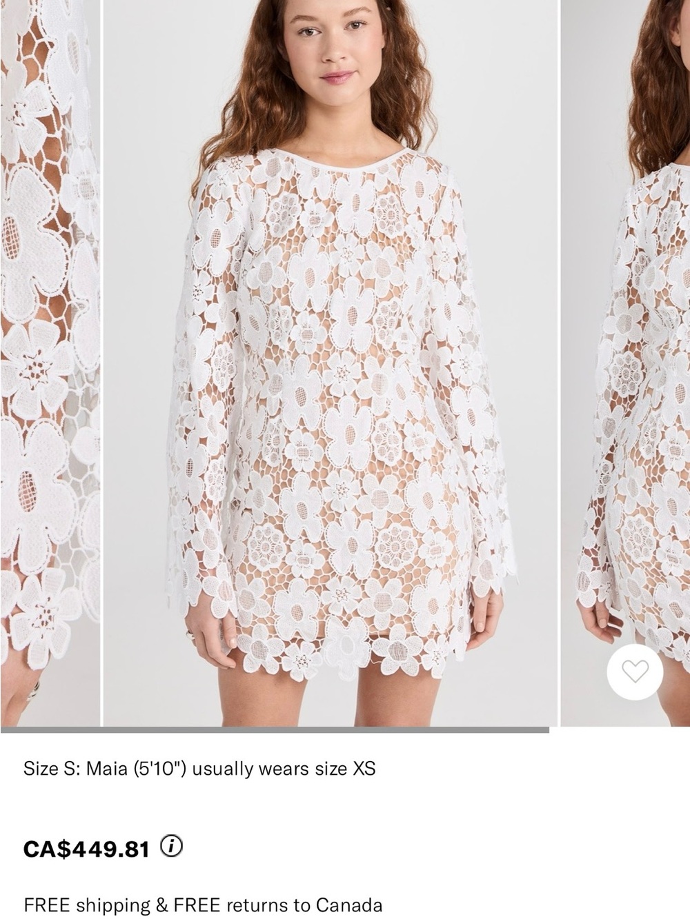 White Floral Lace Long-Sleeve Mini Dress